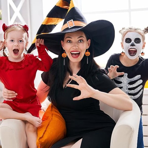 6 par Halloween-øreringer - Spøkelsesaktige/spøkelser/flaggermus