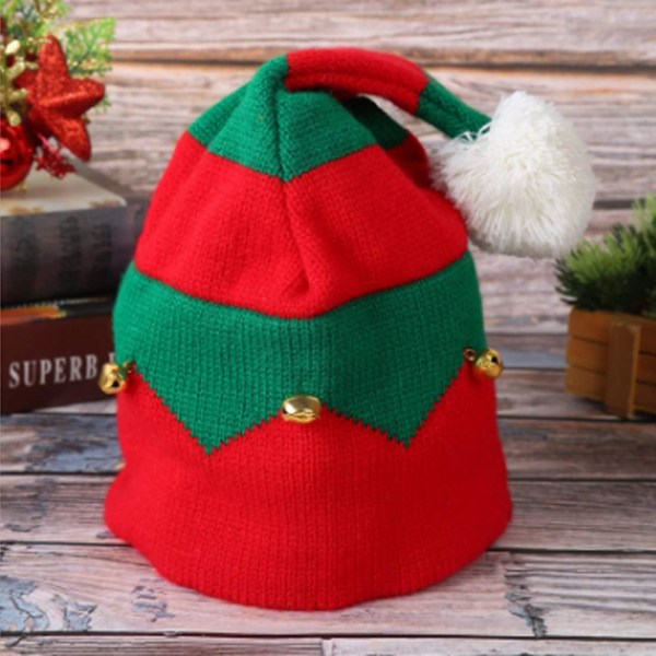 Julemandens Elf Strikket Hat, Julebaby Beanie Strikket Hat til Børn