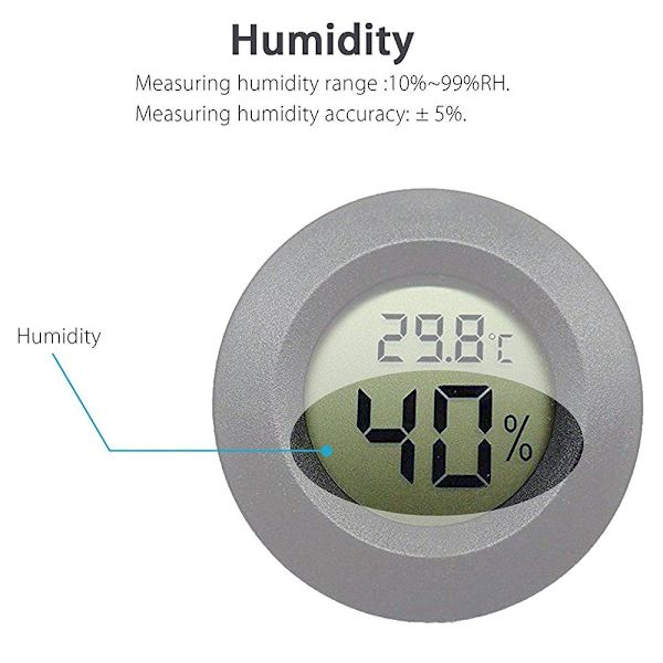 2-pak Mini Hygrometer Termometer Digital LCD Skærm Indendørs Udendørs Luftfugtighedsmåler Måler til Luftfugtere Lufttørrere Drivhus