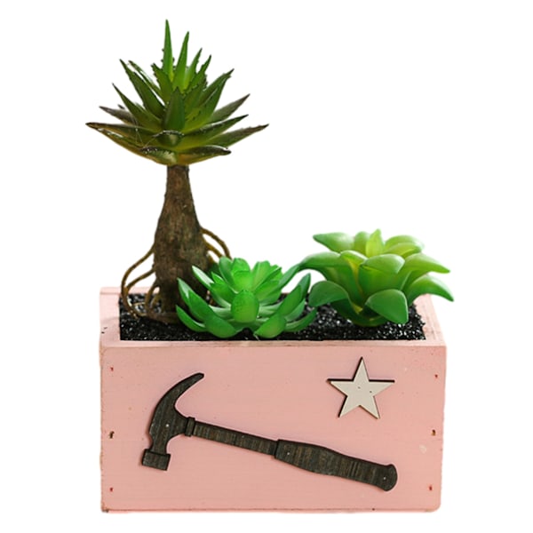 Wooden basket simulation succulent combination bonsai home