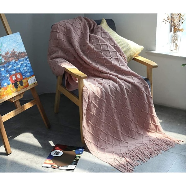 Soffpläd, Heminredning Sängöverkast Med Fransar I Bohemisk Stil, 125 X 230 Cm, Mjuk Stickad Design I Ull, Mångsidig Användning För Inomhus Och Utomhus,
