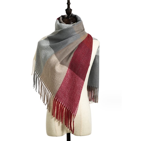 Dame Lang Rutete Teppe Chunky Oversized Vinter/Høst Varmt