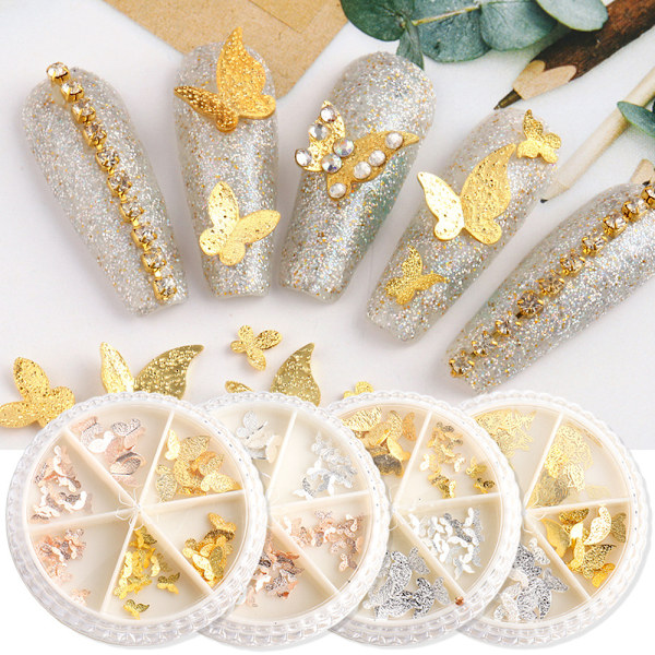 Fjärilsnaglar Charms för naglar, Fjärilsnaglar Art Studs Nail Art Tillbehör nageldekoration Nagelsten