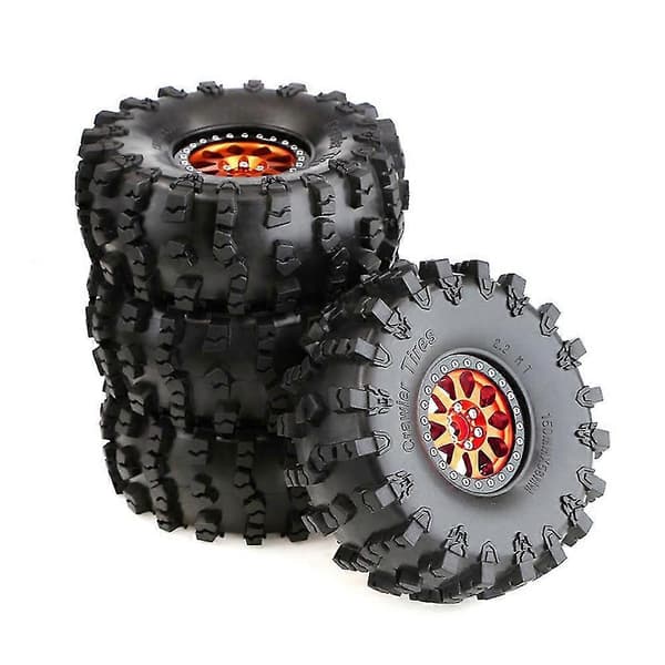 4st 150mm Metall 2.2 Beadlock Fälg Däck Set För 1/10 Rc Crawler Bil Axial Scx10 Wraith Capra T