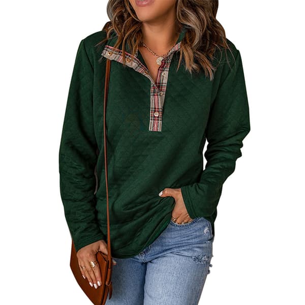 Dame Pullover Sweatshirt Mode Quiltet Mønster Let Langærmet Almindelig Casual Top Grøn S
