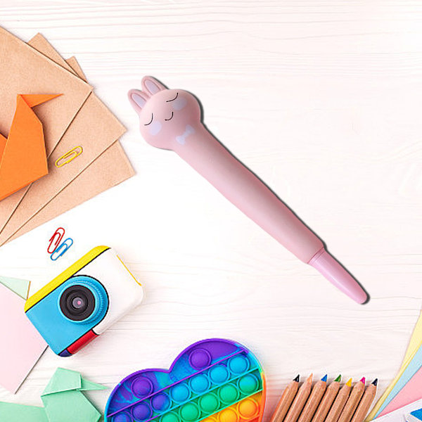 Bløde Squishy Penne Søde Bløde Stressaflastende Glattere Skrivning Kawaii Gel Blækpen til Feriegaver Skoleartikler Lille Rosa Kaniner