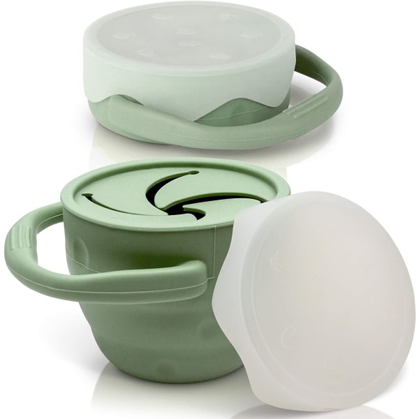 Folding Snack Cup, Portable, Space Saving, Olive Green