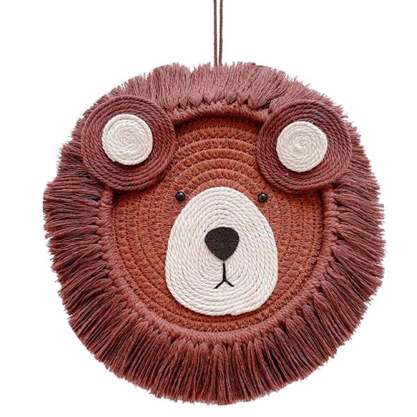 Lion Tiger Macrame Väggkonst, Handgjord Barnkammare W