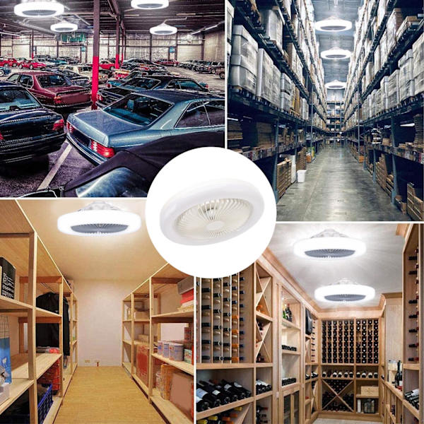 36W Takfläkt Ljus 9,8 Tum Liten Ljudlös E27 LED Fläktlampa för Sovrum 86‑265V Vit