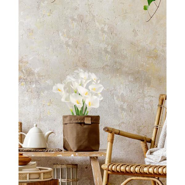 12 stjälkar konstgjorda calla liljor konstgjorda blommor bukett vit