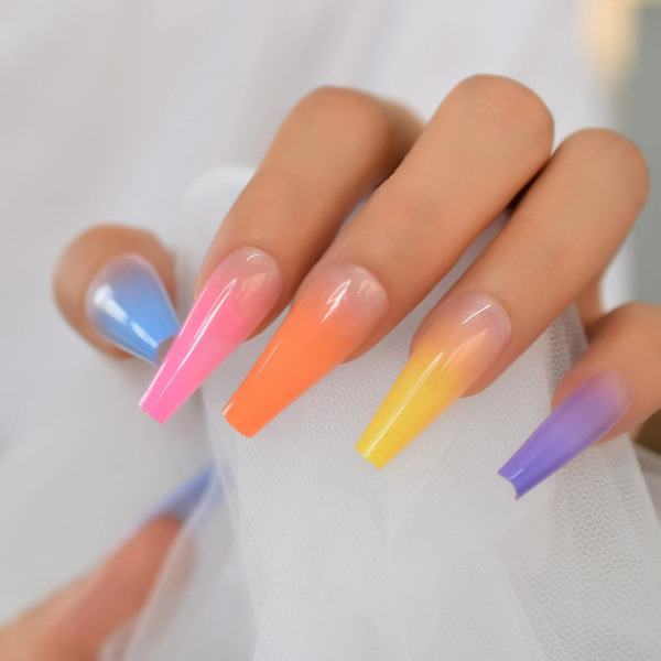 Salong Ultra Long Coffin Ballerina Display C Curved Falska Falska Naglar Bourgogne Mörk Röd Ingen Lim Solid Färg Artificiell Målad Press On Nail Art