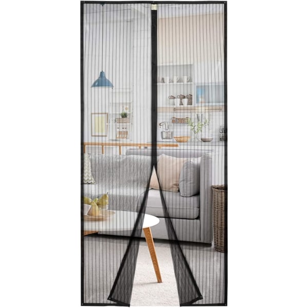 Myggnett myk skjermdørgardin, svart, 100*210cm