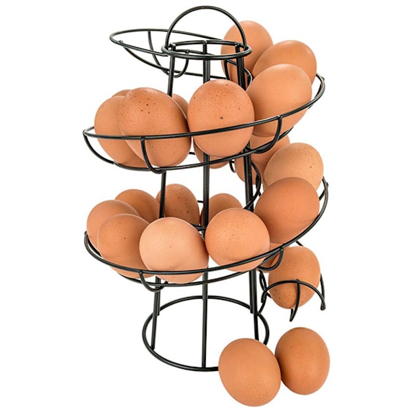 Svart Eggspiral Dispenser Stativ Tråd Kylling Egg Oppbevaring Organizer Display Holder Kurv for Benkeplate Kjøkken