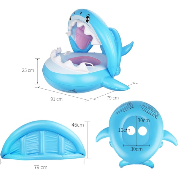 Snabbt Absorberande Pool Float med Justerbart Säkerhetssäte för Småbarn, Ultra Baby Spring Float med Solskyddstak och Halkfri Yta, Polyester