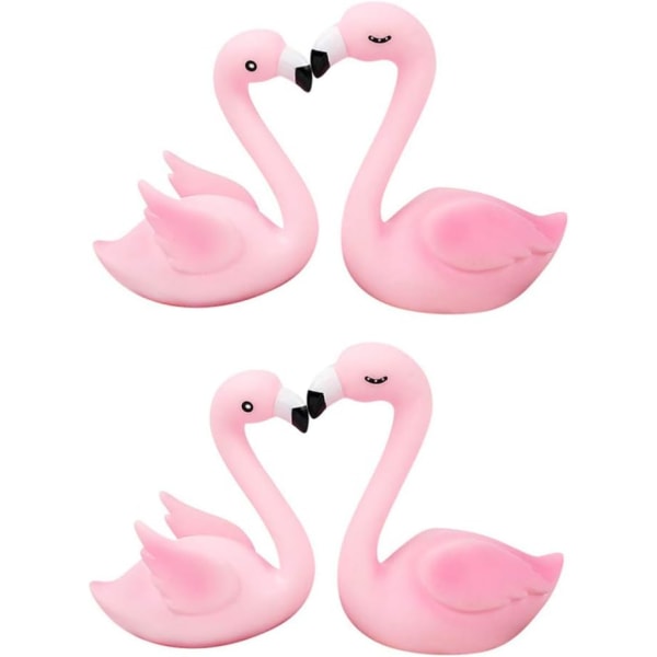 4 stk Flamingo Kagepynt Figur Flamingo Statue Kagedekoration