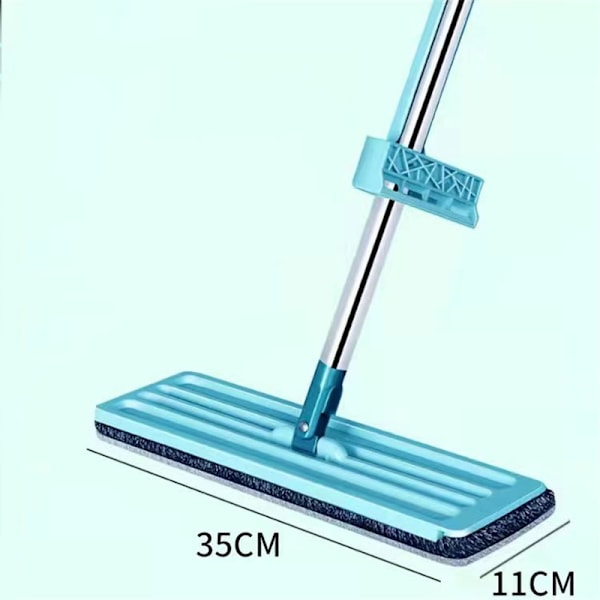 Lattia Mop Kuiva Märkä Kaksoiskäyttöinen Mikrokuitu Vapaa Käsinpesu Tasainen Puhdistus Laatta Mop Kotikäyttöön Sininen Mop, 1 Kpl Pyyhkeitä