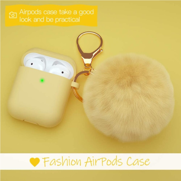 Airpod- case , Case med pälsboll Nyckelring kompatibel