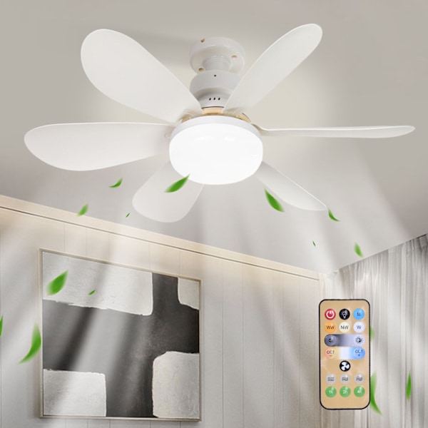 LED loftsventilator loftslampe belysning med fjernbetjening