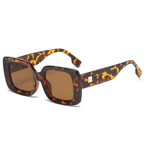 Leopardmönster-Mode Oversized UV400 Damsolglasögon Klassisk B
