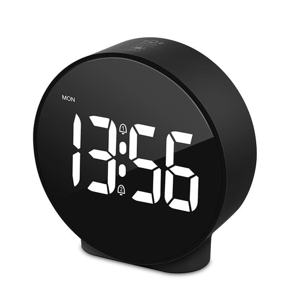 Svart skal - vit text, liten digital klocka 12/24 timmars digital