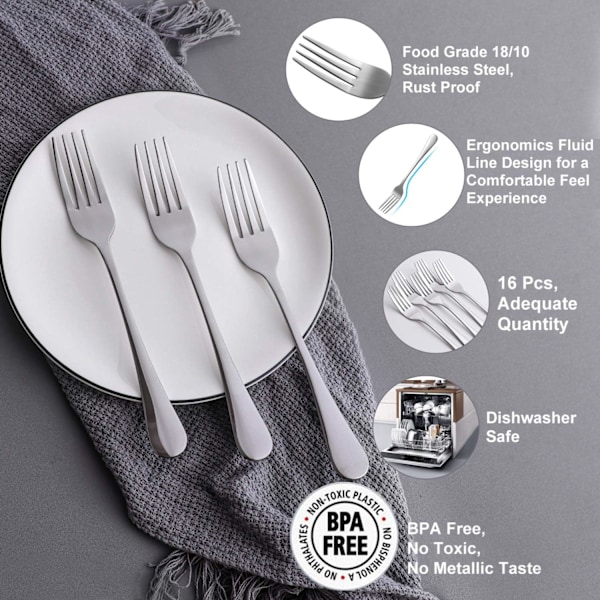 Silverbestickset, Eleganta 20 cm Rostfria Bestick, Premiumkvalitet Kraftiga Gafflar, Perfekt för Vardagsmiddagar och Speciella Tillfällen