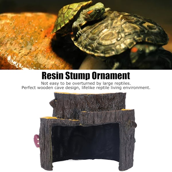 Harpiks Mini Stump Form Skjuler Hul Træhule Kunstige Akvarium Planter Ornamenter til Ly