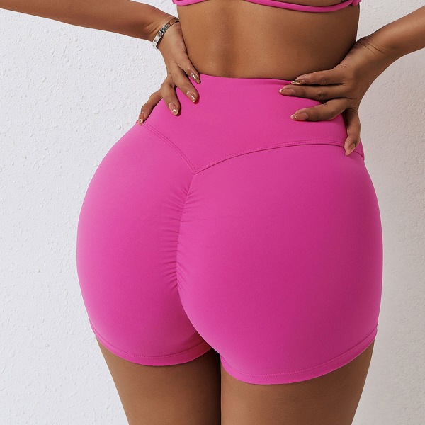 Tighta shorts för kvinnor Yoga Fold Gym träningsshorts med hög midja rumpan lyftande hot pants
