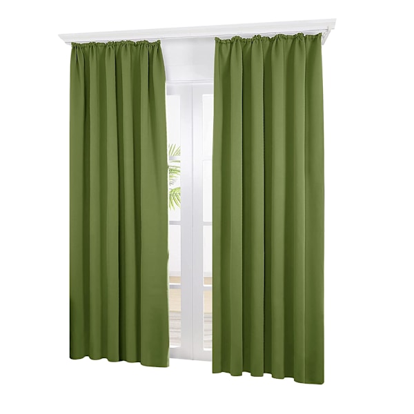 Energibesparande fönstergardiner, äppelgröna termiskt isolerade draperier för vardagsrum, justerbar längd för optimal täckning (set om 2, 138 x 140 cm)