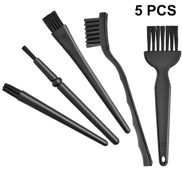 Nylonborste och borste set, 5-pack, antistatisk rengöringsborste för kretskort, elektronik, PC-rengöring, tangentbordsrengöringsborste, rengöring av