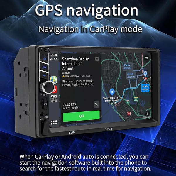 2 Din 7 Tommer Bilradio Bil Stereo Bluetooth Mp5 Afspiller Med Carplay Android Auto Usb Fm Touch Skærm