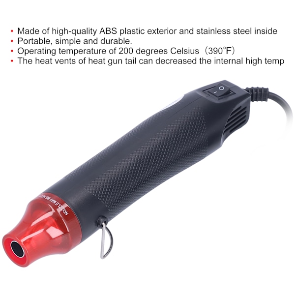 Mini Varmepistol Bærbar Praktisk Robust Holdbar Effektiv Håndholdt Varmeluftpistol til DIY EU Stik 230V