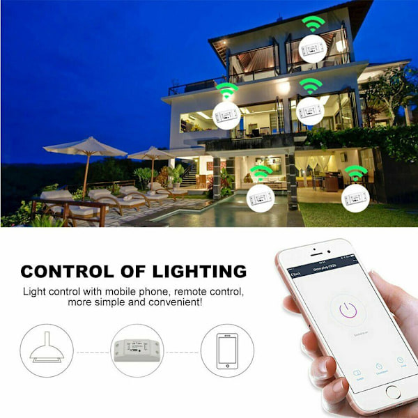5 STK | Wifi WLAN Switch Smart Kontakt til Alexa APP-styring 2200W DHL