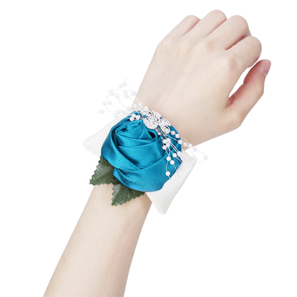 Konstgjord Ros Armband För Bröllopsfest Dekoration, Elegant Design Handgjord Boutonniere, Formell Tillfällesaccessoar Med Satinband