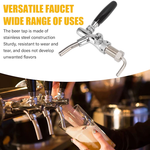 G5/8 Ølhanekraft i Rustfrit Stål 304 - Øl Dispenseringshanek med Flowkontrol til Bar