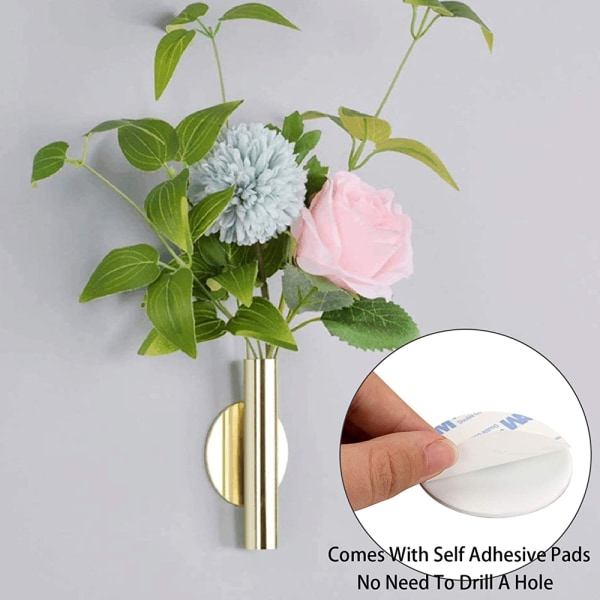 2-pack väggmonterade blomvaser i metall, moderna torkade blommor