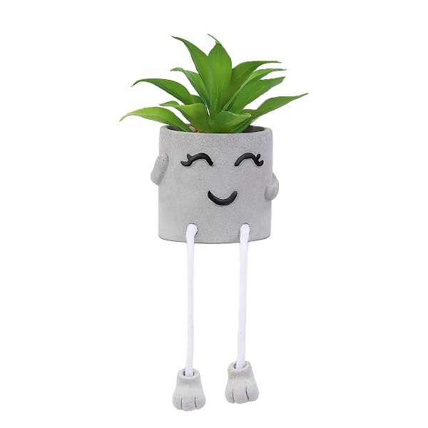 Søt uttrykksimulerende grønn plante bonsai kunstig pottet