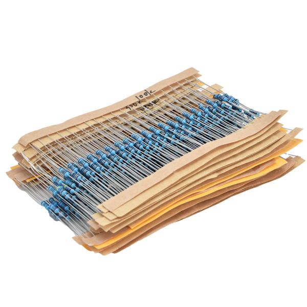 600 stk Metal Film Modstande 30 Værdier 10Ω1MΩ 1/4W 1％ Modstandssortiment til DIY-projekter