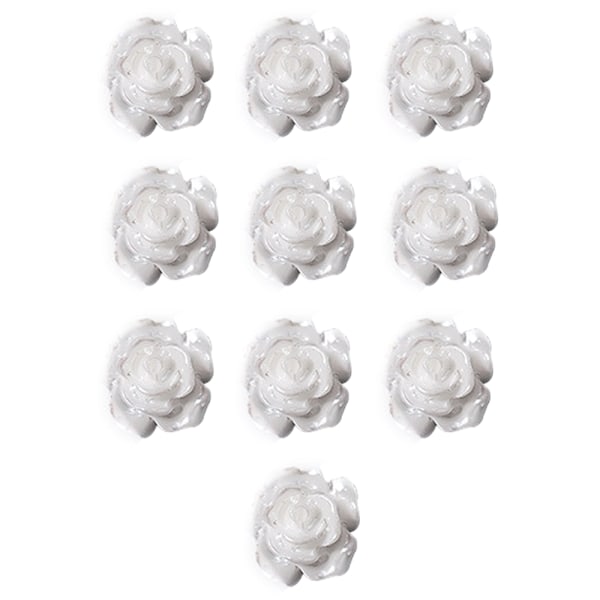 Nail Art 3D Resin Vit Ros Blomdesign Aurora Kronblad Nagel