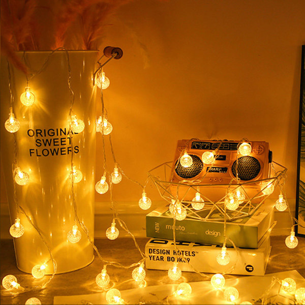 2m 20LED USB Strømstik Metal Pære Lysstreng Dekoration Lampe til Husgård Jul Fest Varmt Hvid