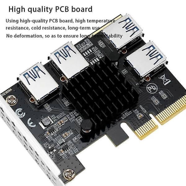 PCIe till PCI-Express adapter 4X till 4 PCI-e USB 3.0 Mining Riser expansionskort