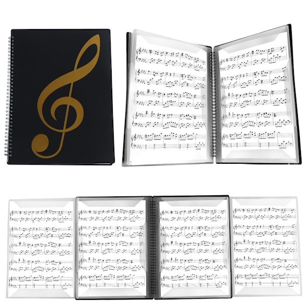 Notmapp Mapp 4 Sidor Expandera Piano Notmapp Pärm Ele Spiral Notmapp Organizer A4 Storlek Skrivbar Körmapp för Notförvaring