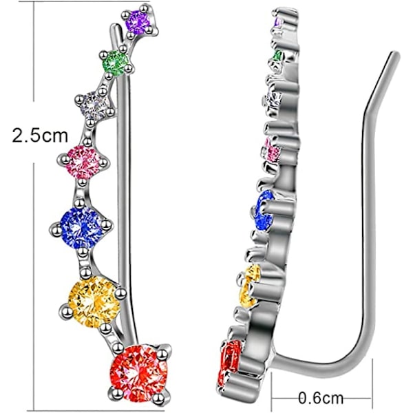 Blingsohrmansjetter 7 Krystaller 925 Sterling Sølv Hypoallergen