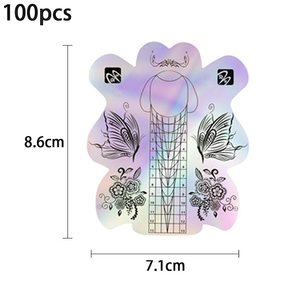 Superstark nagelform Smal nagelform Butterfly C Curve Nail Shape för Akryl UV Gel Nail Extension Nail Art Shape Sticker Guide