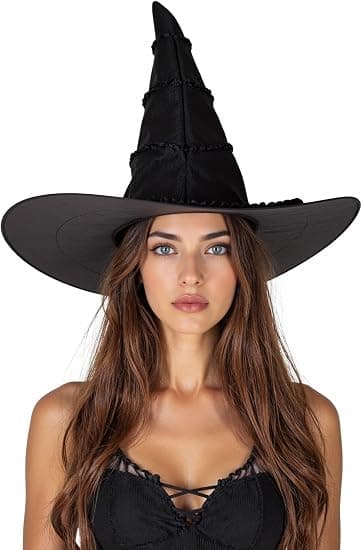 Halloween COS Trollmann/Heksehatt, Maskeradeball og Rollespillfester, Svart Plissert Hatt