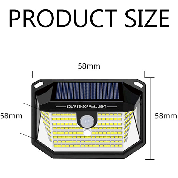 Lampe Solaire Exterieur, 178 Led Lumière Solaire Extérieure, Ip65 Etanche Lampe Solaire Avec Détecteur De Mouvement, Éclairage Grand Angle À