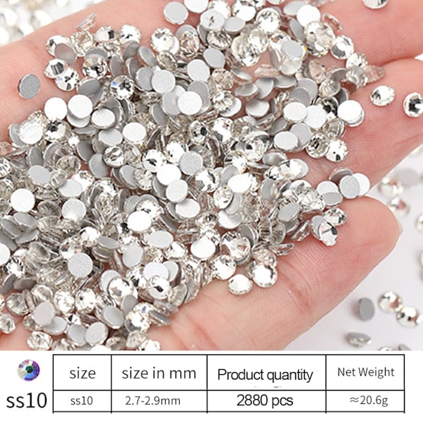 Kristallglas Hotfix Rhinestones, för hantverk kläder kostymer skor smycken, runda glaspärlor