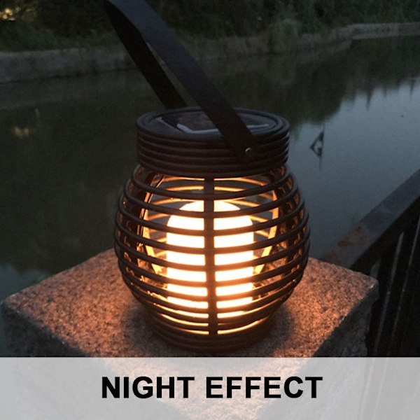 Tålig Solcellslampa i Bambu, Mångsidig Utomhushängande Lampa med Flamlös Flimrande LED och Anpassningsbar Belysning för Uteplats och Trädgård