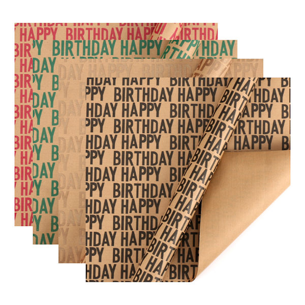 Grattis på födelsedagen Inslagning papper Vintage kraft presentpapper