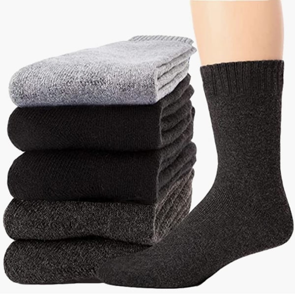 5 par ullstrumpor för män, mjuka och bekväma thermal för män, lämpliga för kallt väder tjocka strumpor för män
