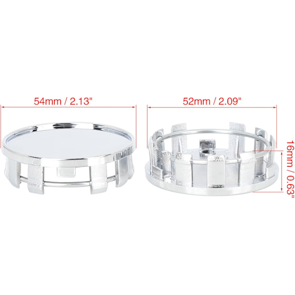 4 stk 54mm 9-bolt Universelle Sølvfargede Deksel for Bilhjulnav